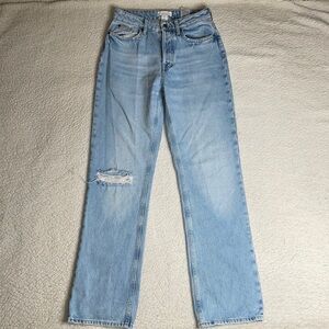 H & M Denim Jeans High Rise Mom Jeans Busted Knee Size 4